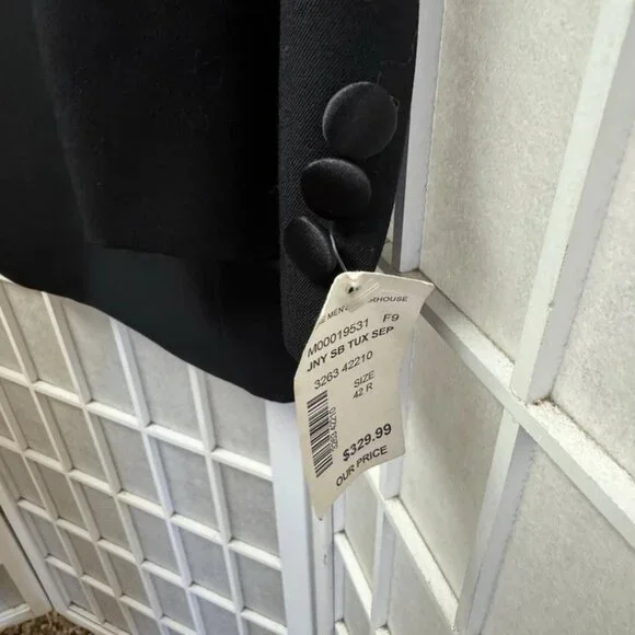 Jones NY, Men's Blazer, Tuxedo, Dark Blue, Size 42 R, Wool, Long Sleeve, Pockets Sport Coats & Blazers